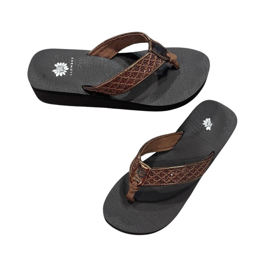 Yellow Box Norit Brown Comfort Flip Flops Women's Size 8